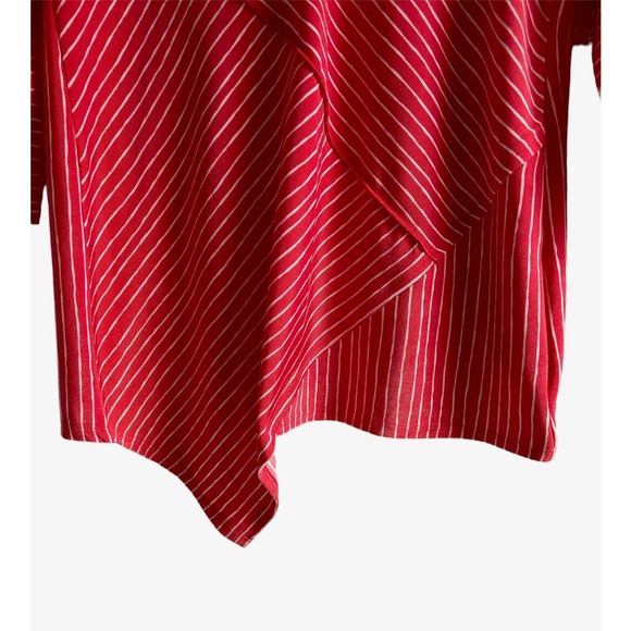 Chico’s Travelers Women’s Size‎ Medium Asymmetrical Striped Tunic Blouse Top - Picture 5 of 8